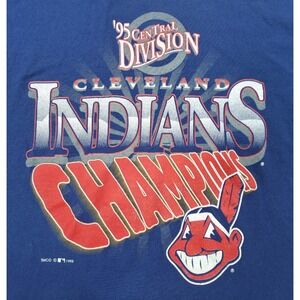 1995 Cleveland Indians Shirt Mens XL Chief Wahoo Champs USA Made Single Stitch‎